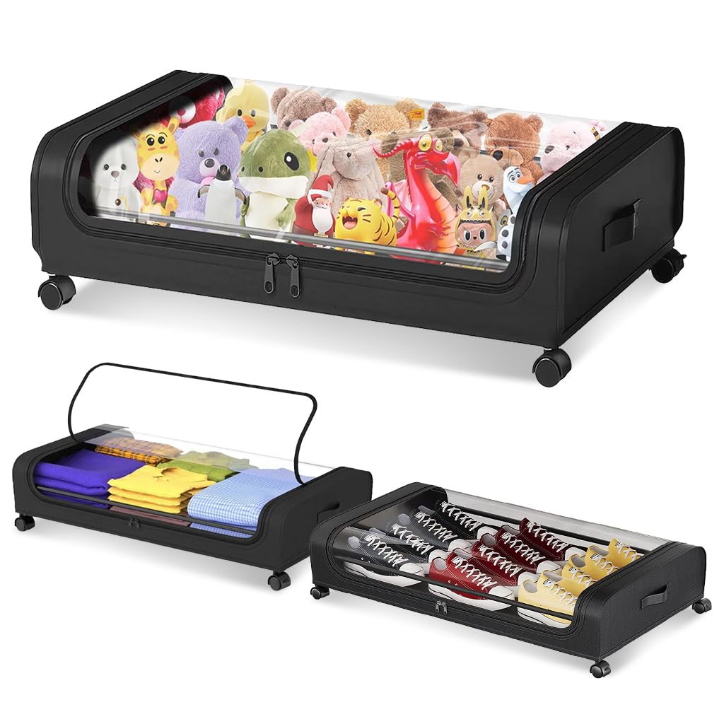 HASTHIP 1 Pcs Under Bed Storage Organizer Zip Cover with Wheels, Rolling Under Bed Storage Container, 32 HASTHIP 1 Pcs Under Bed Storage Organizer Zip Cover with Wheels, Rolling Under Bed Storage Container, 32